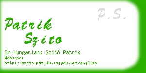 patrik szito business card